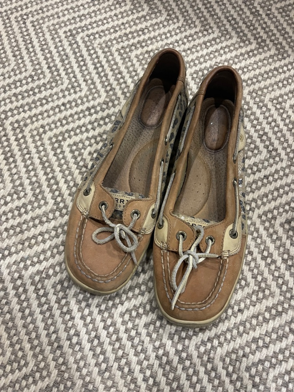 Sperry Two-Tone Tan and Cream Leather Moccasins